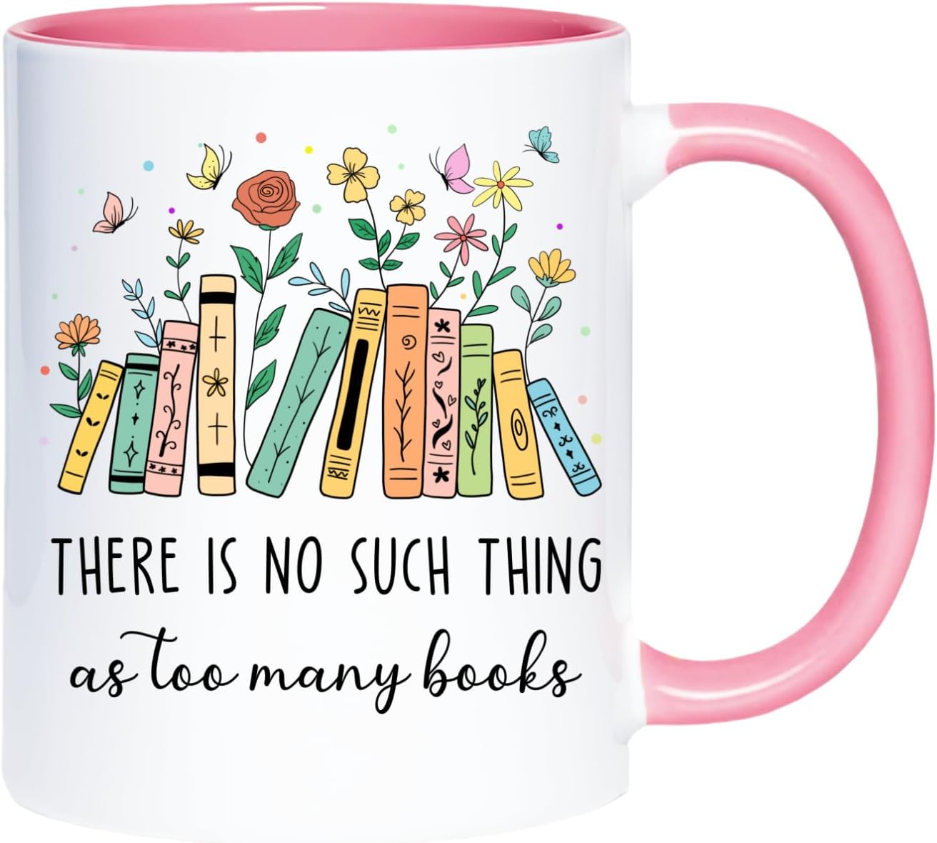 Book Lovers Coffee Mug, Reading Gift for Reader Woman Man, 11 oz Ceramic Water Coffee Cup for Bookworms Bookish Reader Book Club Party Mug (Too many Books)