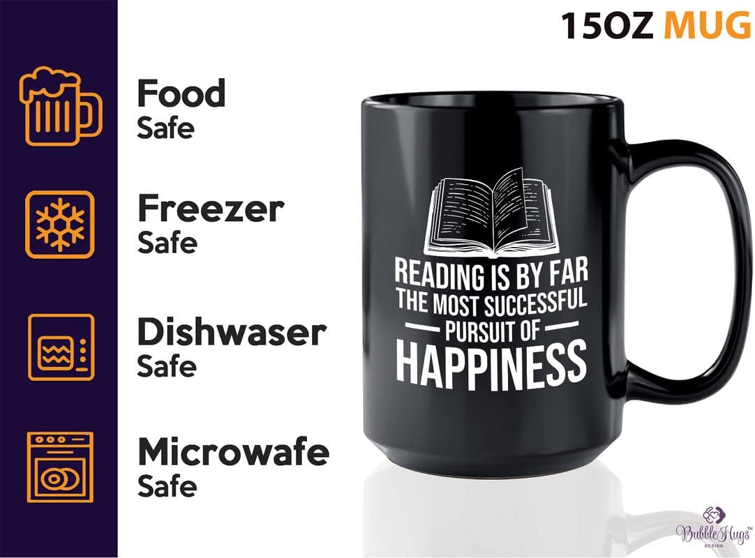 Book Lovers Coffee Mug 15oz Black - Reading is by far - Gift For Poets Bookish People Bibliophile Librarian Book Club Reader