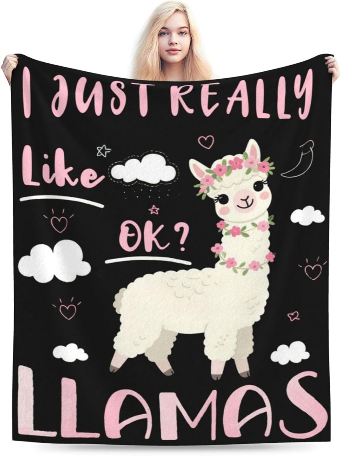 Cute Llamas Blanket, Soft Plush Fleece Animal Throw Blanket - Cozy Warm Stuff Blankets Bedding Llamas Gifts for Women Girls Kids Adults 40"X50"