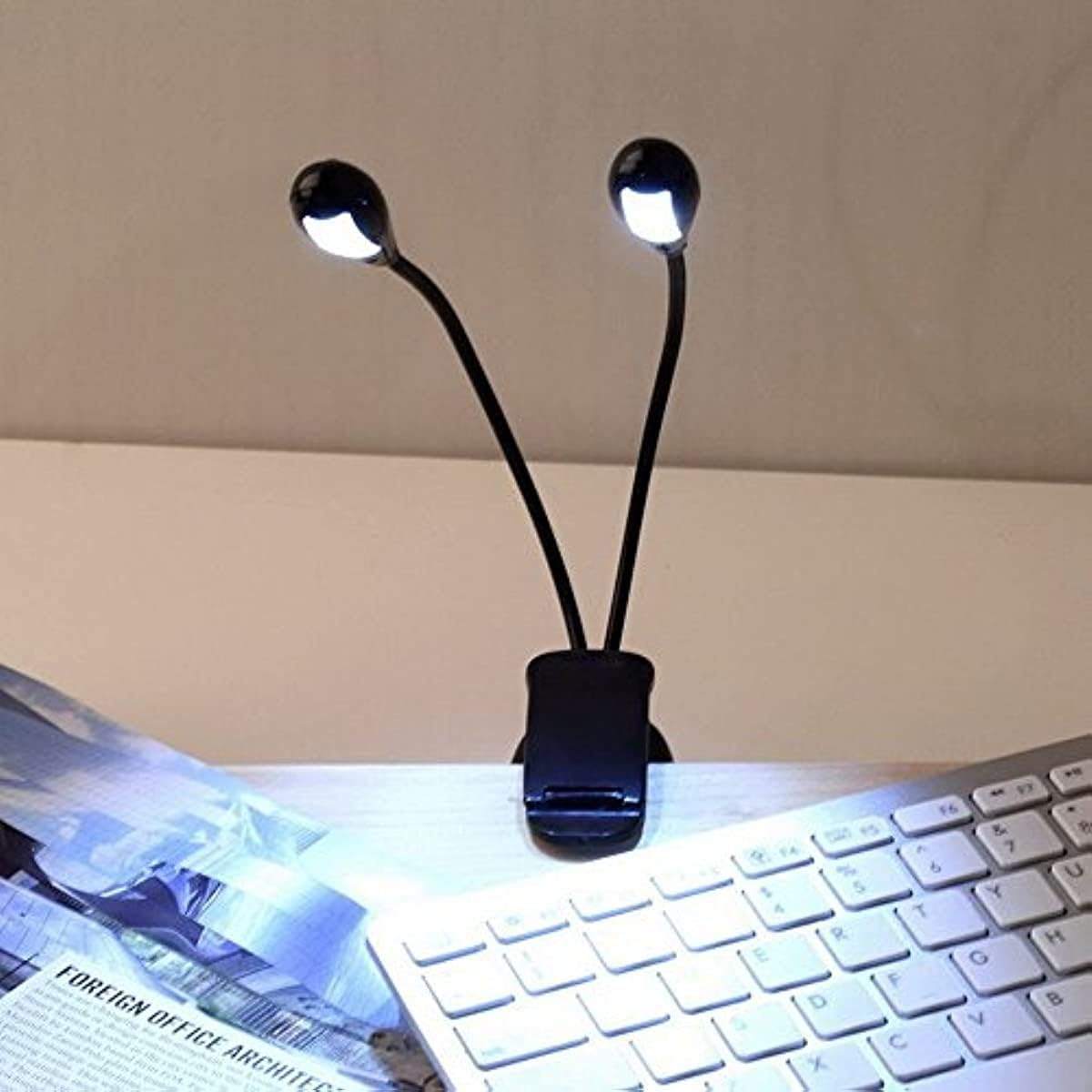 Music Stand Light/Led Book Reading Light/USB and Battery Operated Light/Portable Lights for Piano Travel E-Reader & Bed Headboard-Eye Friendly with Dual Arms