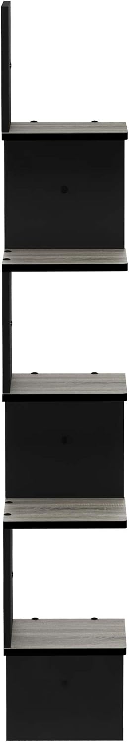 Furinno ROSSI Corner Floating Shelves for Wall, 5-Tier Corner Square Wall Shelf, Radial Floating Book Shelf, for Bathroom, Bedroom, Living Room, French Oak