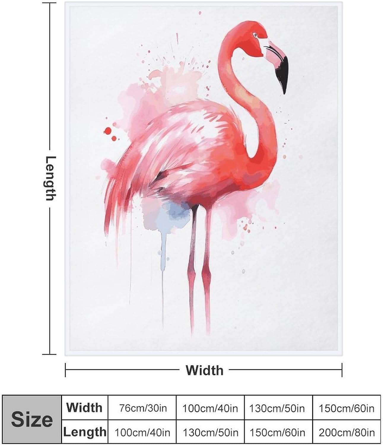 Pink Flamingo Watercolor Blanket Super Soft Lightweight Throw Blanket Cute Cozy Warm Bed Blanket Decorative Fuzzy Blanket All-Season Home Decor Gift for Sofa Couch Living Room 60"*80"（150 * 200cm）
