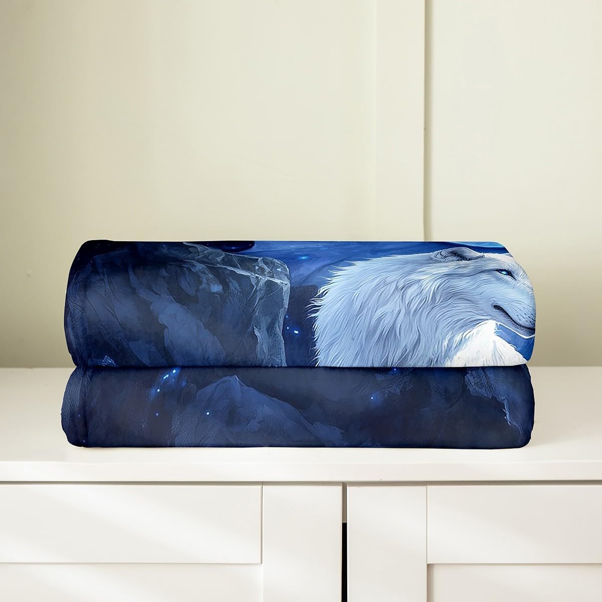 Wolf and Dragon Flannel Blankets,Western Magical Animals Fleece Blanket,Kids Girls Boys Adult Moonlight Night Fuzzy Blankets Natural Mountain Sherpa Blanket Chair Sofa Bed Decor,50"×60"