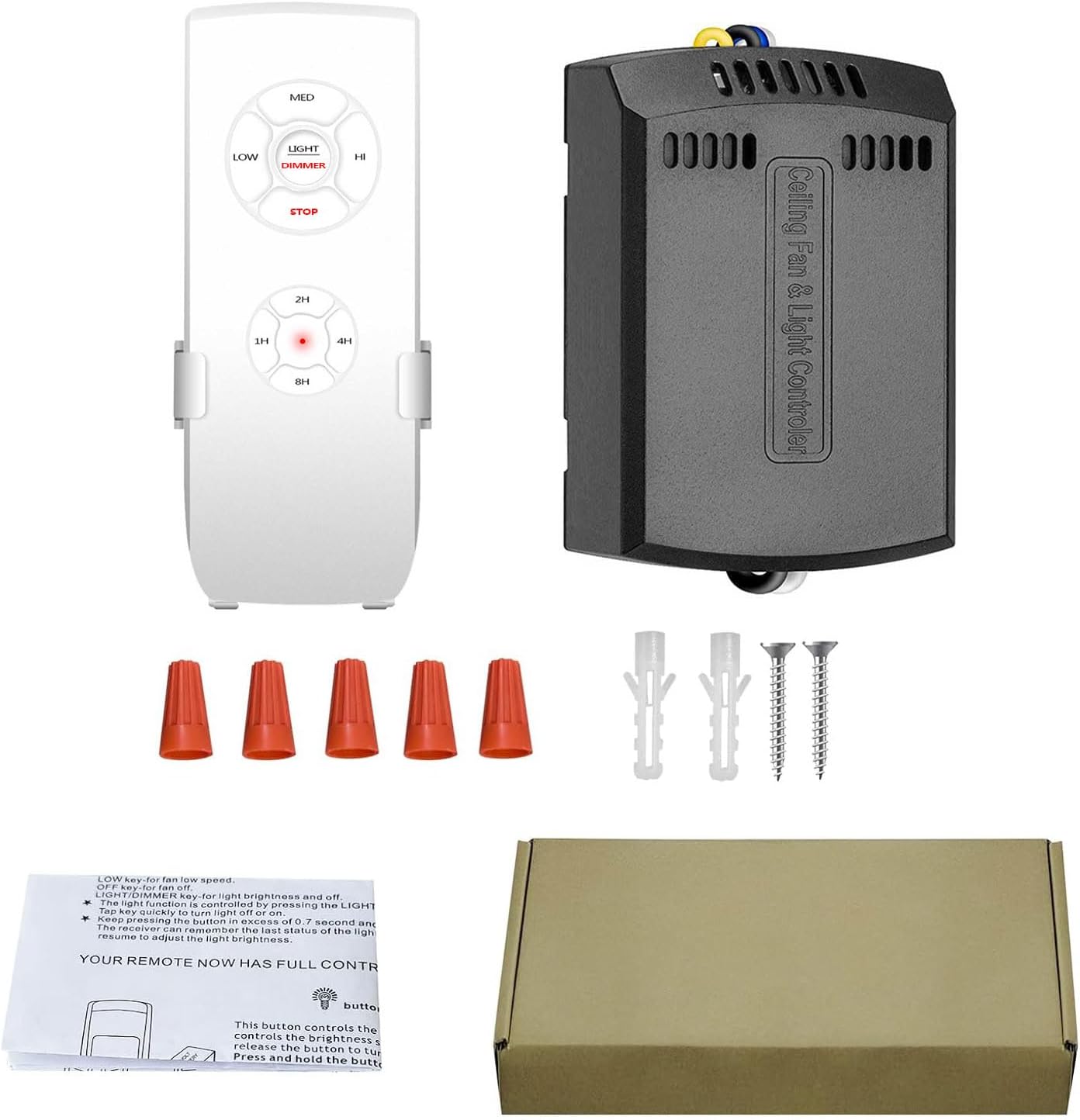 Smart WiFi Ceiling Fan Remote Control Kit with Light Dimming, Universal Compatible with All 1 Wire Controlling 3 Speeds Fans dimmable LED CFL Lights, Smart Life Tuya App or Alexa Google Voice Control