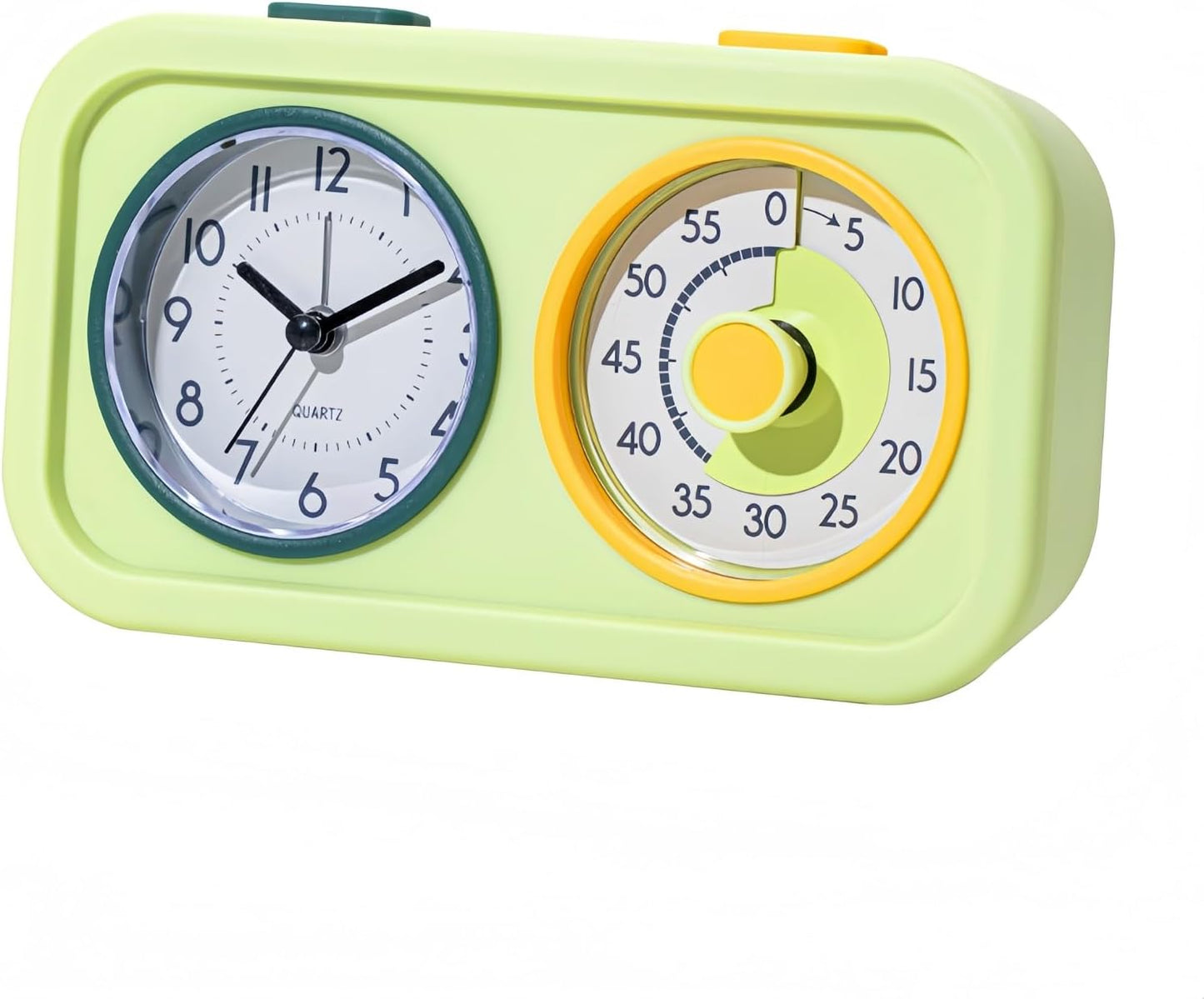 Visual Timer for Kids with Clock, 60 Minute Countdown Timer for Classroom, Home, Kitchen, Work, Dual-Screen Pomodoro Timer with Alarm Clock, Silent Time Management Tool with Night Light (Green)