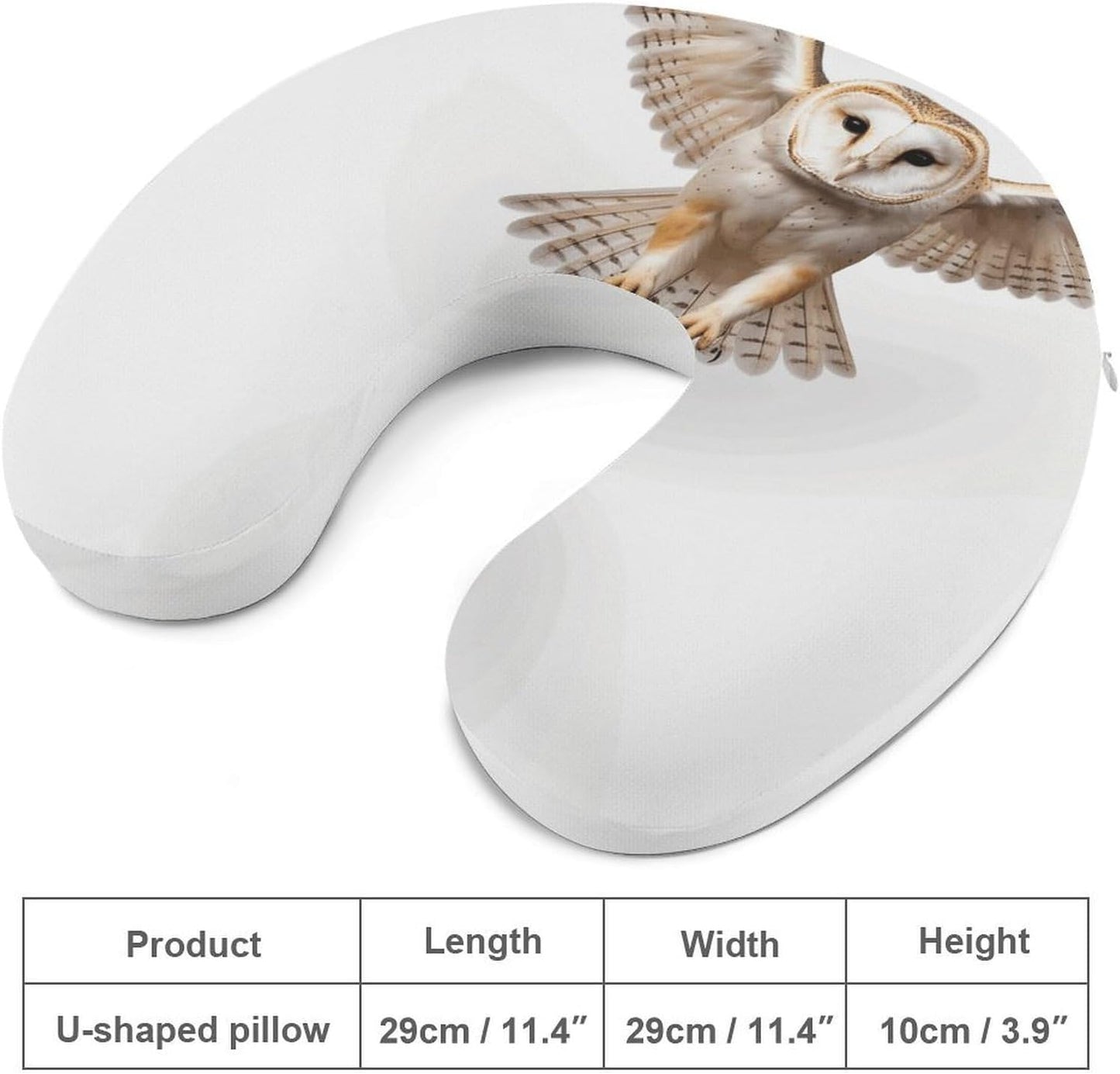 A Barn Owl Neck Pillow Memory Foam U Shaped Pillows Portable Pillows for Shoulder Travel Head Support Pillow with Concealed Zipper for Airplane Car Home Office