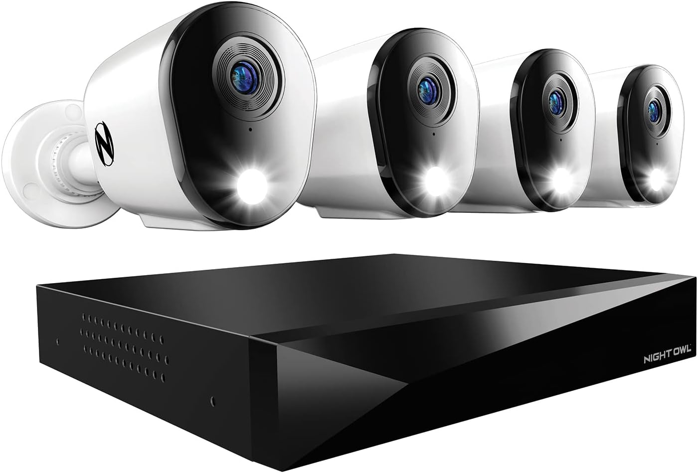 Night Owl 2-Way Audio 12 Channel DVR Video Home Security Camera System with (4) Wired 2K HD Indoor/Outdoor Deterrence Cameras and 1TB Hard Drive (Add up to 4 More Wired and 4 Wi-Fi Cameras)