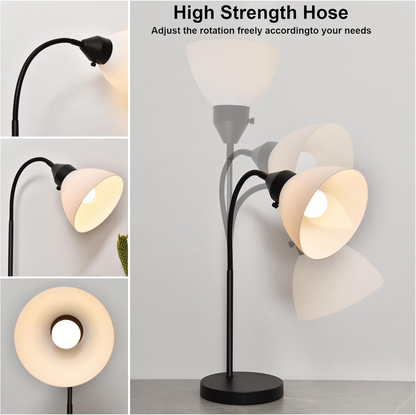 LED Desk Lamp for Home Office, 3 Levels Dimmable Reading Light, Flexible Table Lamp for Bedside Office, Rotary Switch Control, Desk Lamp for College Dorm Study Lamp, Bulb Included, Black