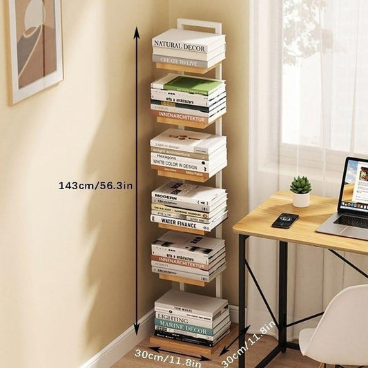 6-Tier Story Bookcase - Floor Standing Open Shelf Bookshelf for Books, Photos, Art, & Plants - Modern Display Stand for Home & Office Storage