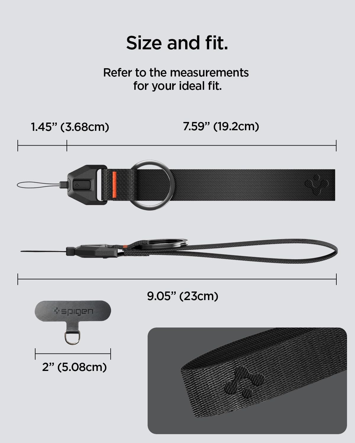 Spigen Universal Lanyard Wrist Strap with Keychain for iPhone, ID Badge Wallet Holder, AirPods, Cameras, Keychain & Everyday Carry, Durable Carabiner with Wrist Strap - Black