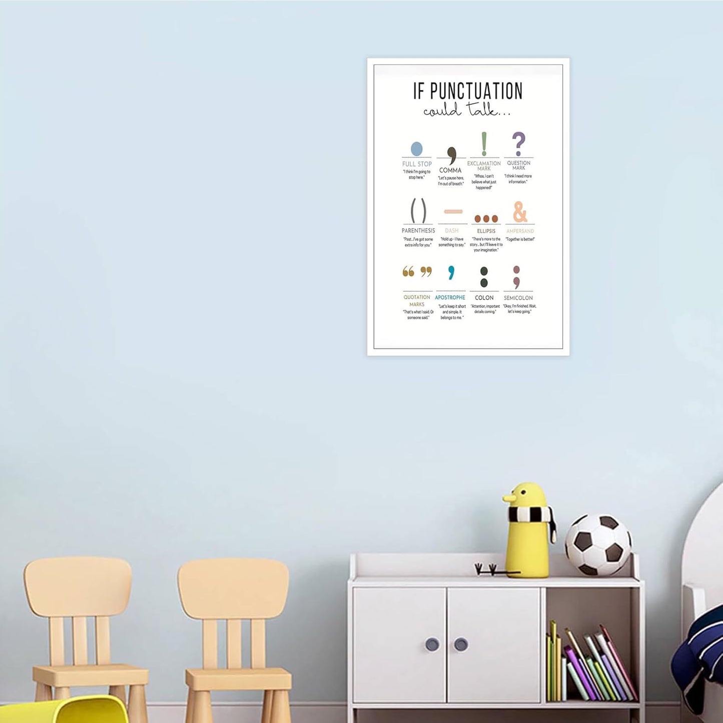If Punctuation Could Talk Posters Boho Style Grammar Canvas Wall Art English Classroom Middle School High School Educate Prints Painting For Home Bedroom Dorm Wall Decor 12x16in Unframed