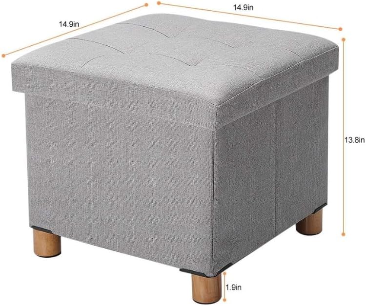 Zerone Foot Stools Ottoman Folding Ottoman with Storage, Storage Ottoman Linen Fabric Foldable Foot Rest Stool Seat Storage for Footrest for Hallway for Living Room Bedroom