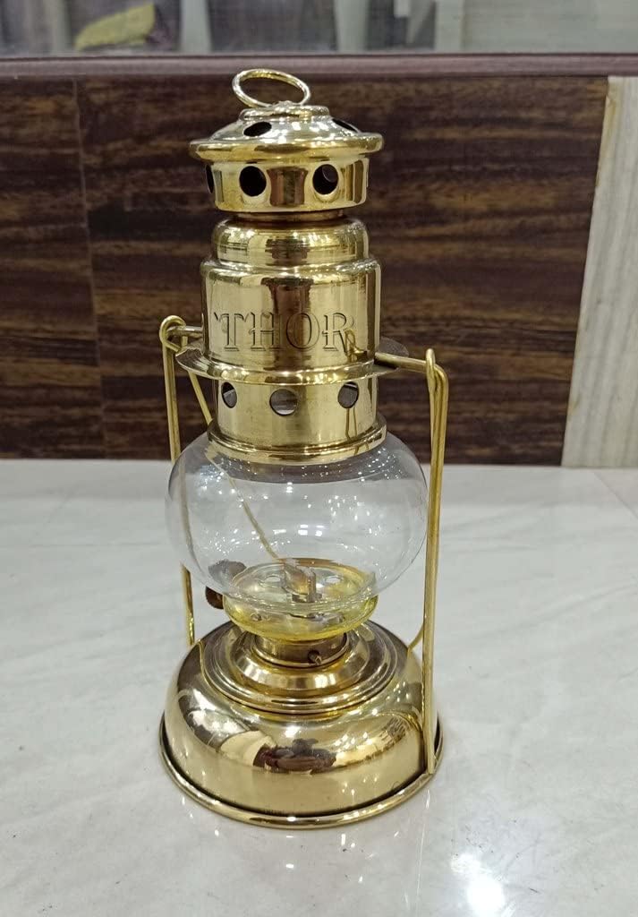 Brass Mini Small Oil Lamp Lanterns for Home Decor 7" (Brass) Rustic Vintage Home Decor Gifts