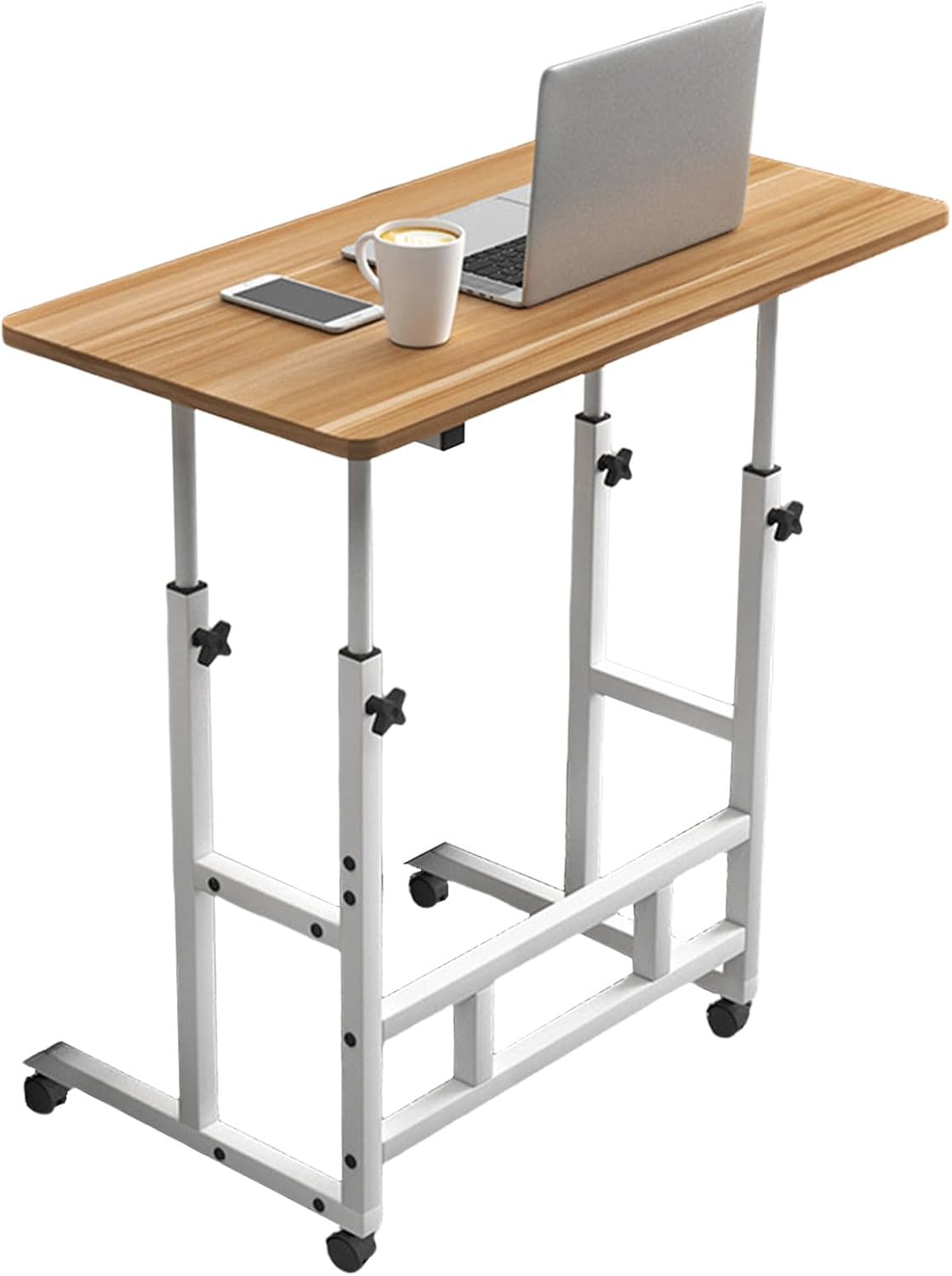 Overbed Table with Wheels, Height Adjustable Rolling Tray Table, Hospital Bed Table, Over Bed Bedside Rolling Laptop Table for Over Bed Sofa Reading Eating