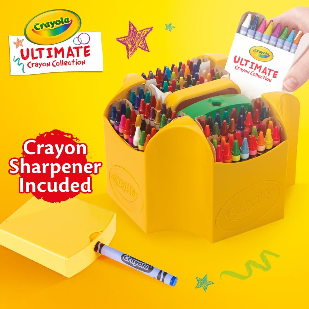 Crayola Ultimate Crayon Box Collection (152ct), Bulk Kids Crayon Caddy, Classic & Glitter Colors, Coloring Book Supplies, Gift for Kids, Ages 3, 4, 5