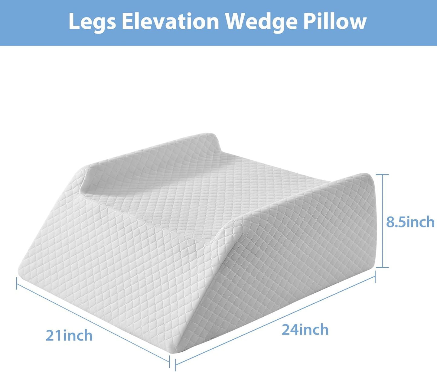 Leg Elevation Pillow for Blood Circulation After Surgery Swelling, Wedge Pillow for Legs Pain Relief, Foot & Ankle Injury, Rest & Sleeping, 8" Memory Foam Leg Pillow