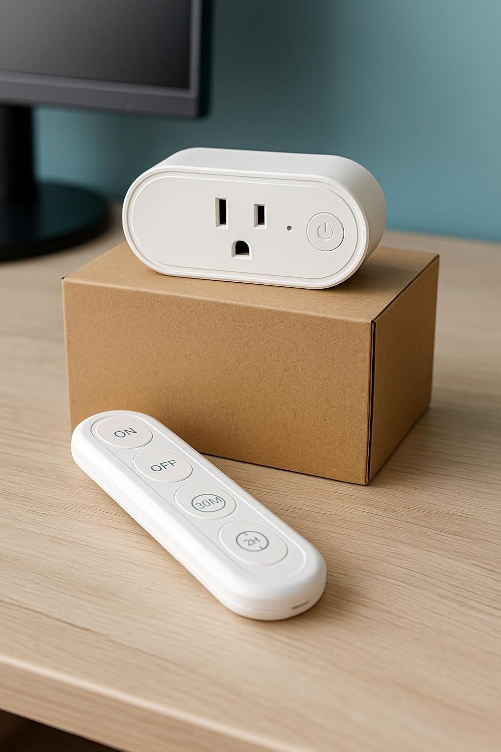 Remote Control Timer Outlet: Dual Gear Countdown (30min/2h) with Auto Shut Off – 15A/1800W – Elderly-Kid Safe – WiFi Router, Sleep-Light & Small Appliances Multi-Scene Timed Control