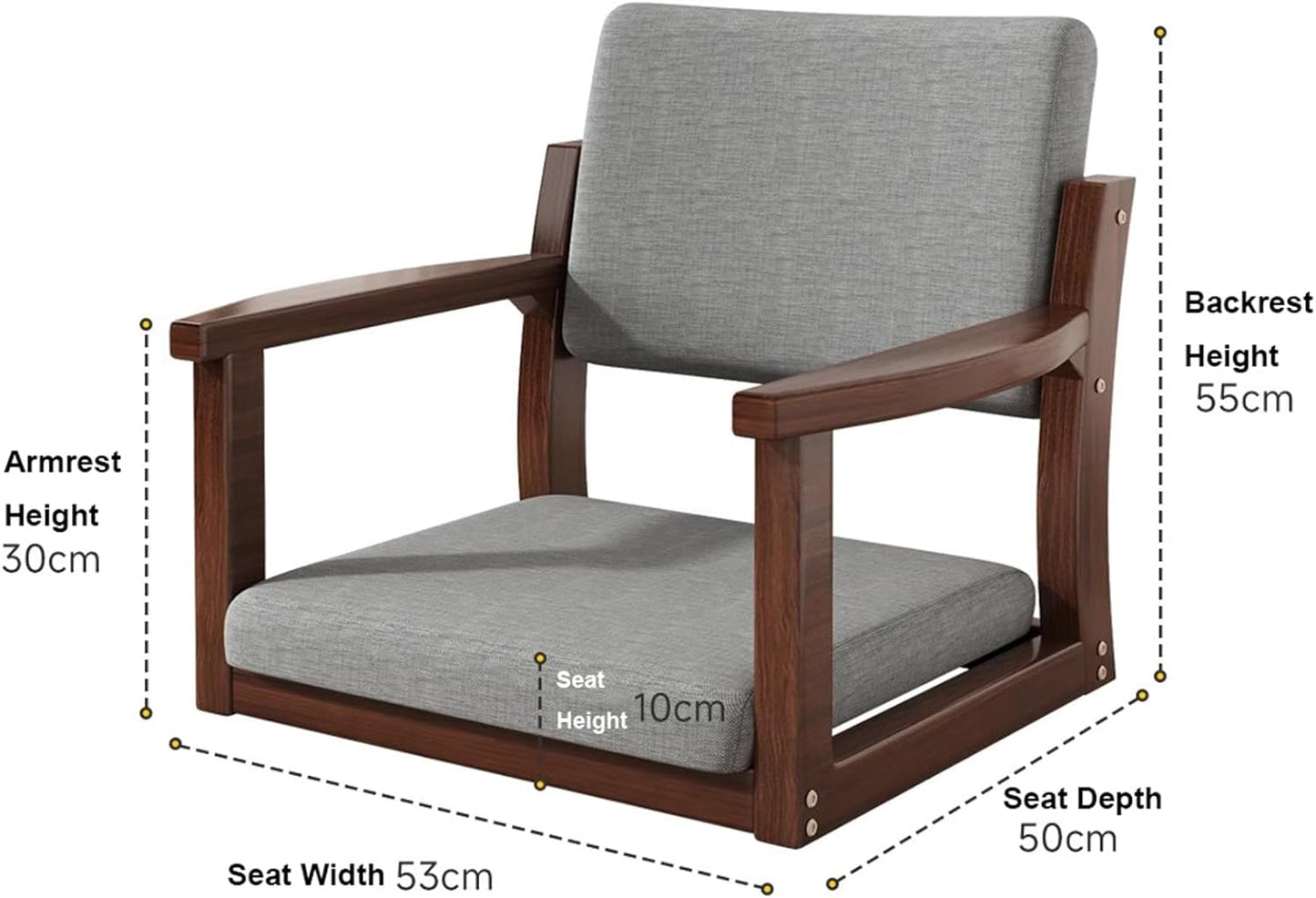 Wooden Tatami Legless Chair with Back Support Modern Japanese Floor Chair Great Use for Reading Meditating Living Room Balcony,Green Wood