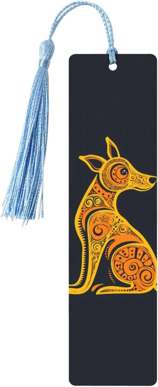 Orange Dog Bookmarks Gifts for Women Men, Wooden Bookmarks for Book Lovers, Vintage Book Marks Ornaments with Tassel, Unique Personalized Reading Page Markers Sky Blue