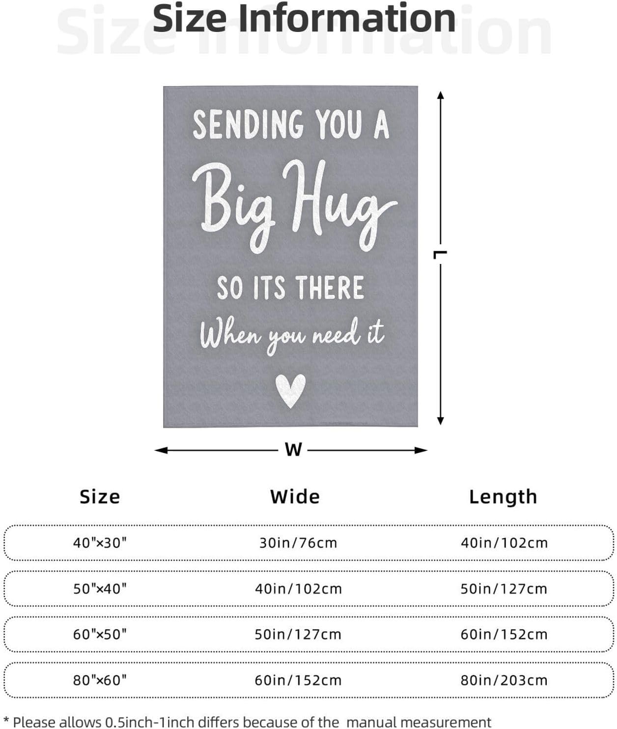 Sending You A Big Hugs So Its There When You Needs It Blanket Cozy Flannel Throw Comfort Blanket Supportive Healing Gift for Friend Family Sympathy Encouragement Bereavement Get Well Soon