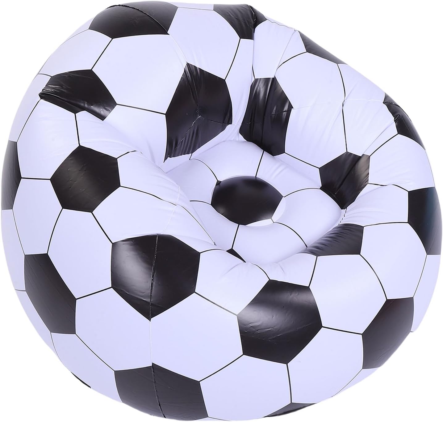 ZJchao Inflatable Soccer Ball Chair, PVC Wearproof Comfortable Portable Blow Up Sofa, Unique Black White Design, with Pump Needle, for Living Room Bedroom Balcony Outdoor Travel