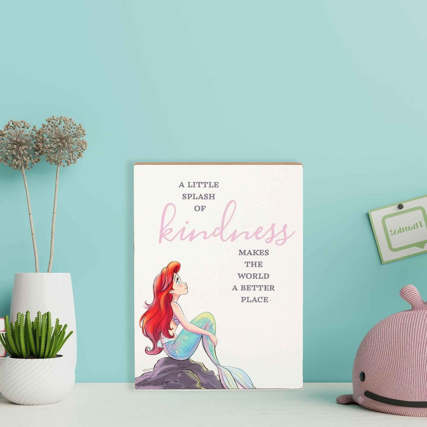 Disney Princess The Little Mermaid Ariel Wood Block Decor - A Little Splash of Kindness Makes The World a Better Place