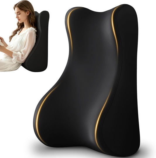 Reading Pillow for Bed,Ergonomic Wedge Pillow Headboard,Memory Foam Back Support Pillow for Bed Sitting Up Adult Sleeping,Wedge Headboard Pillow for Sleep Apne on Bedrest Couch,Black