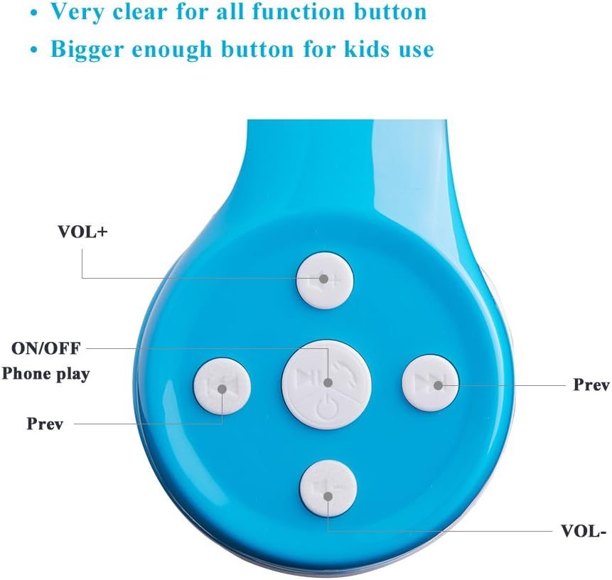 Kids Wireless Headphones, Bluetooth Toddler Headphones with 5 Button Easy Use, 93dB Volume Limited, Foldable with Built-in Mic for Cell Phones TV Tablet School Network Boys Girls (Light Blue)
