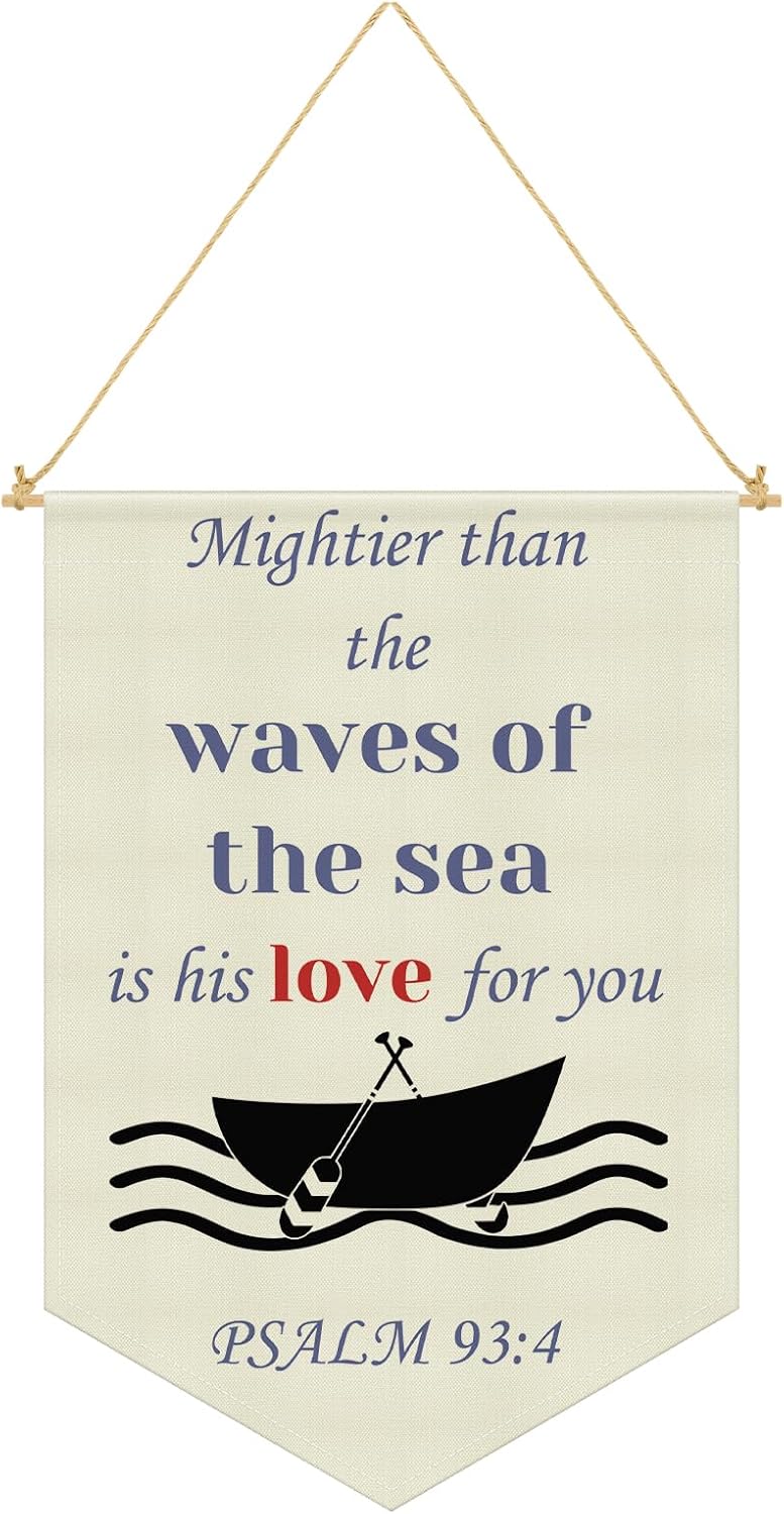 Inspirational Bible Gift Christian Wall Art Banner Hanging Pennant Flag Banner Bible Verse Decor for Nursery Classroom Kids Room Bedroom Playroom Religious Scripture Art Wall Decoration