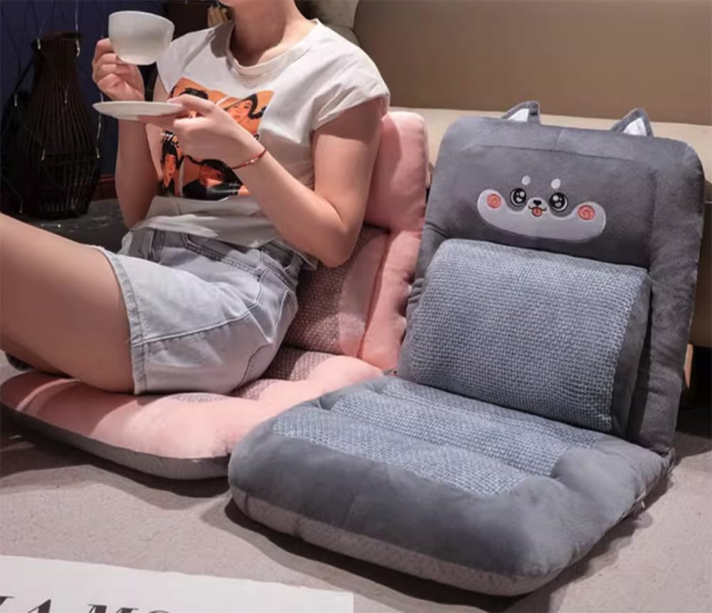 Tingting's Dream Cute Chair Seat Cushions Non-Slip Dining Chairs Pads Office Chair Butt Cushions Lumbar Pillow Sofa Rest Reading Pillow (Gray Husky, 40×85CM/15.7"×33.46")