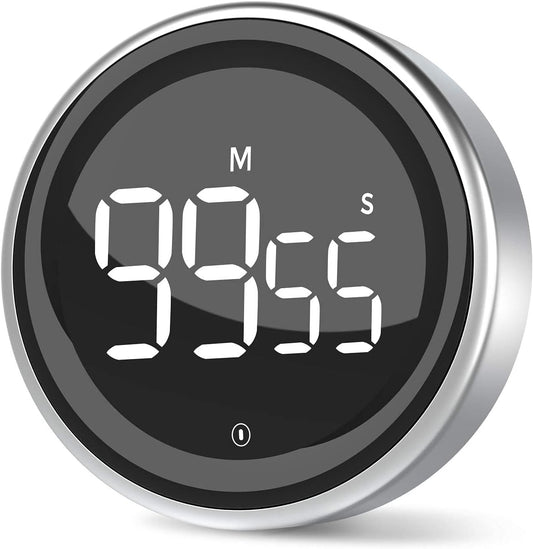 LIORQUE Digital Kitchen Timer, Magnetic Countdown Countup Timer with Large LED Display, 2 Brightness Levels, 3 Volume Levels, Productivity Timers for Classroom Cooking Fitness