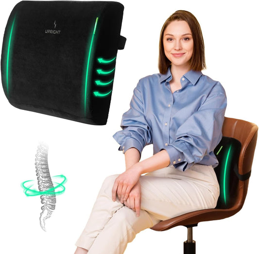 Upright GO Ergonomic Lumbar Support Pillow | Gel Memory Foam Back Cushion for Office Chair
