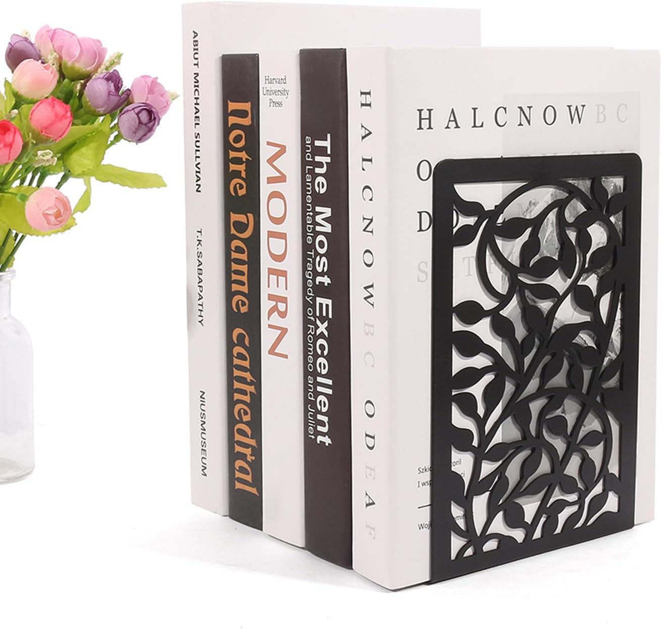 Tree Design Modern Bookends for Shelves, Metal Bookend Decorative Bookends Tree Bookends Supports, Unique Black Book Stoppers Black Non-Skid Book Stopper for Home Office School