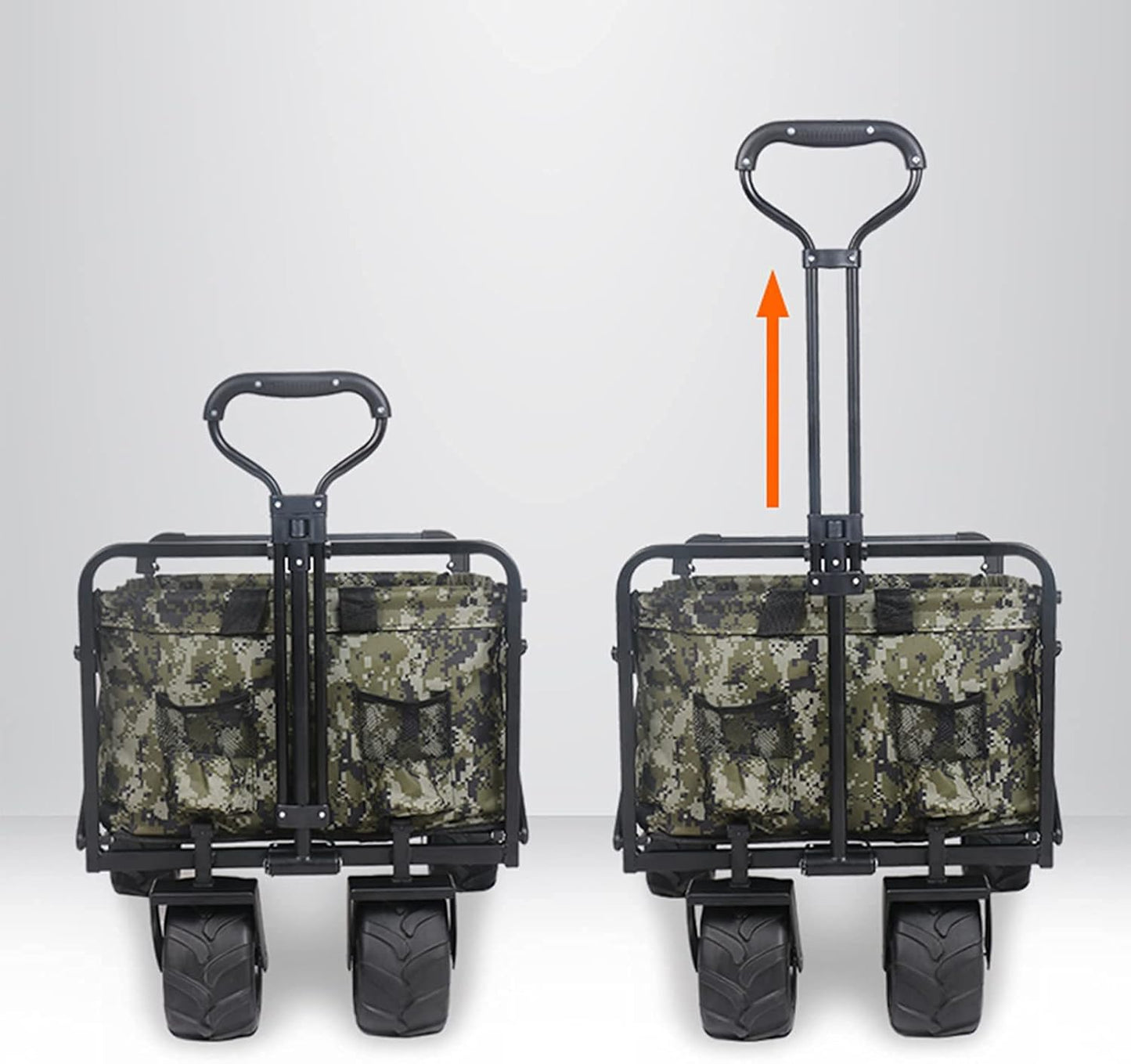 Folding Camping Cart, Garden Wagon, Collapsible Beach Garden Trolley, Cart Heavy Duty Trolley - for Shopping Beach Outdoor Garden Picnic (Camouflage Green) (Camouflage Green)