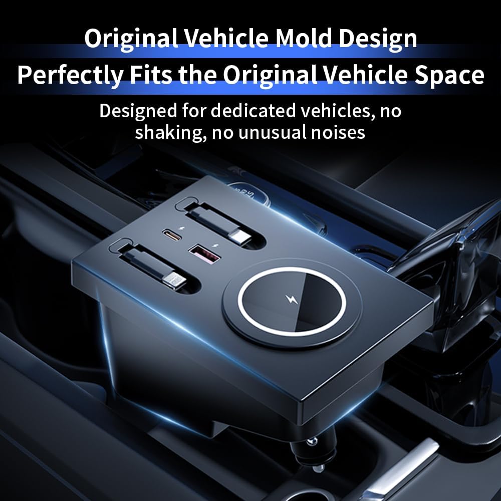 Car USB Hub Docking Station for Volvo XC60 XC90 S90 V90 S60 V60 Type-C Fast Charger Auto Interior Centre Console Accessories Cigarette Lighter Decoration Phone Wireless Charging Adapter