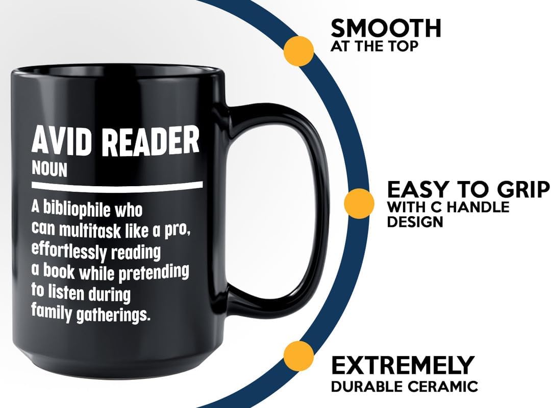 Book Lover Coffee Mug 15oz Black - Effortlessly Reading - Book Lover Gifts For Women Book Club Book Lovers Gifts Bookworm Book Reader Gifts