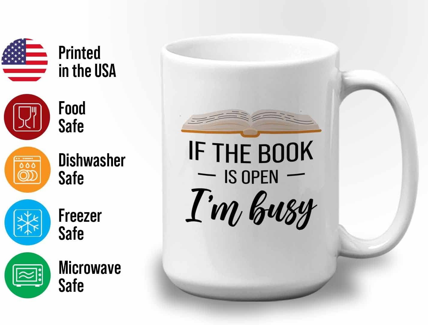 Bubble Hugs Book lovers Coffee Mug 15oz White - If Book Open - Author Writer Library Library Editor Introvert Lovers Cat Chill Relax Bookworm Reading