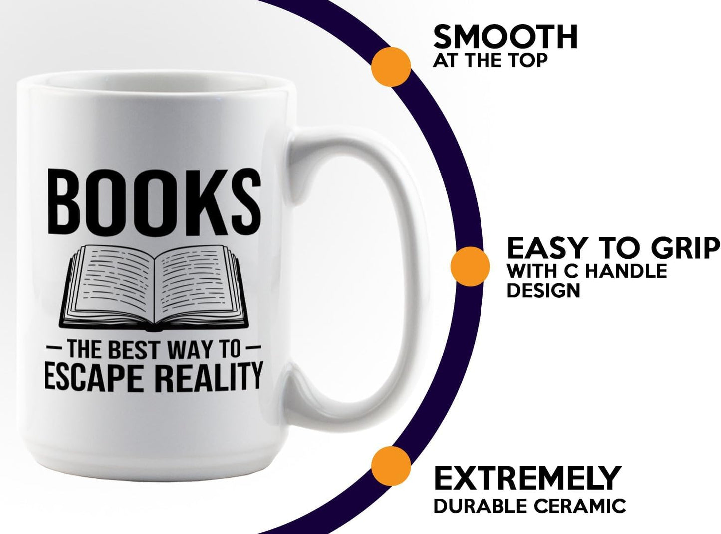 Book Lover Coffee Mug 15oz White -Books The best - Bookworm Literature Library Book Lover Reader Booked Editor Intellectual Studious