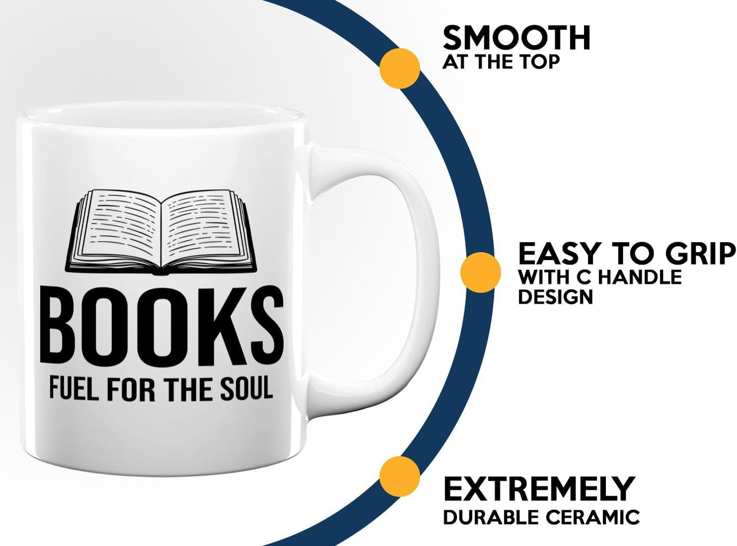 Book Lover Coffee Mug 11oz White -Books Fuel for - Bookworm Literature Library Book Lover Reader Booked Editor Intellectual Studious