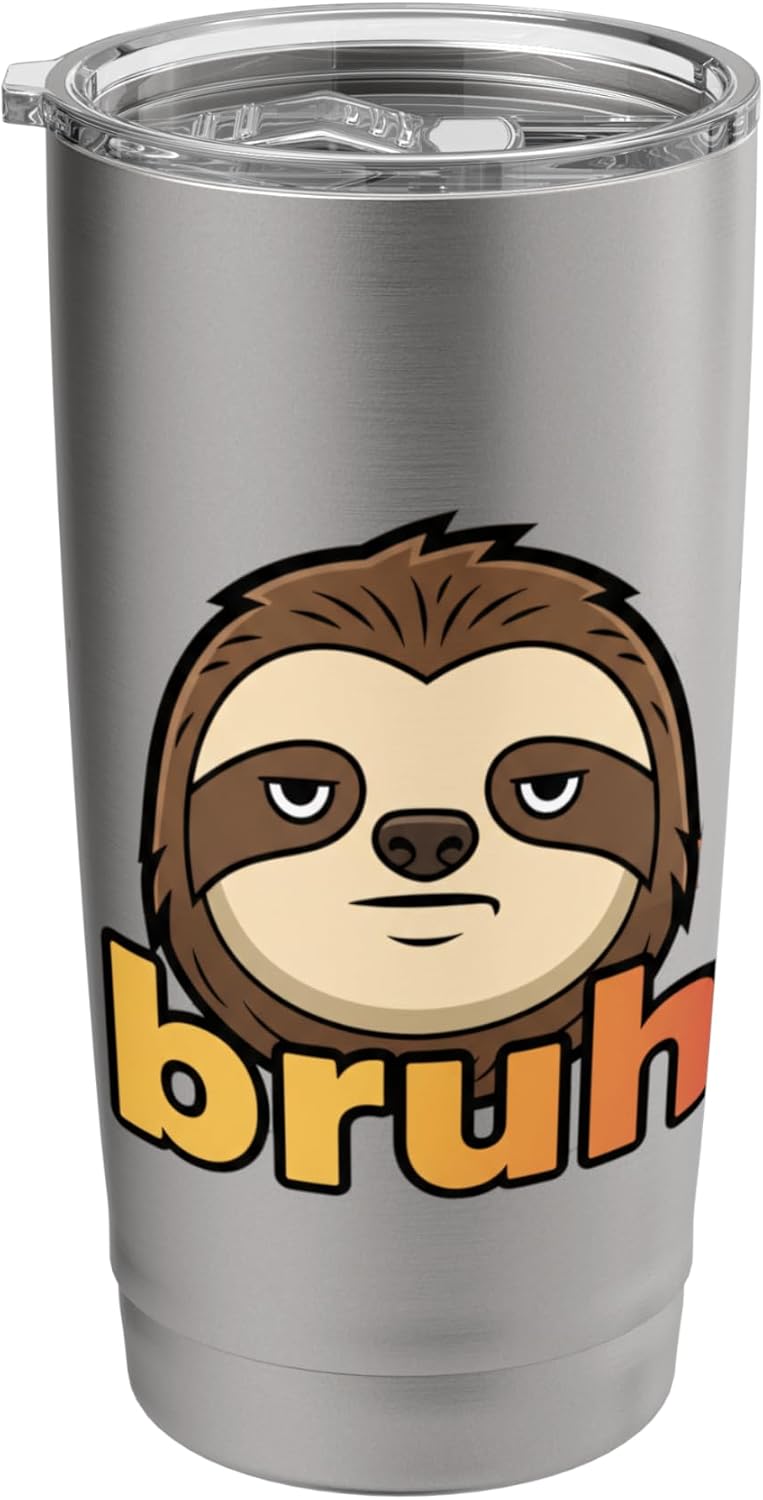 Bruh Sloth Kids Funny Jungle Animal Sloth Cartoon Stainless Steel Insulated Tumbler