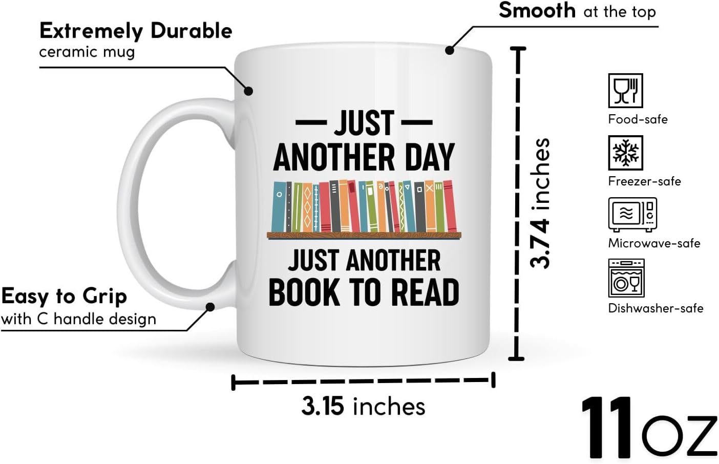 Book Lovers Coffee Mug 11oz White -Book day - Book Reader Bookworm Addict Bookish Librarian Nerd Gifts Decor for Men Women