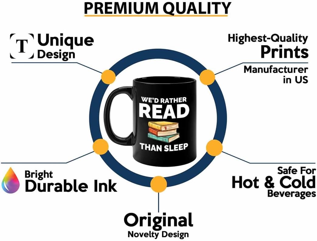 Book Lover Coffee Mug 11oz Black - Read than sleep - Gift For Poets Bookish People Bibliophile Librarian Book Club Reader