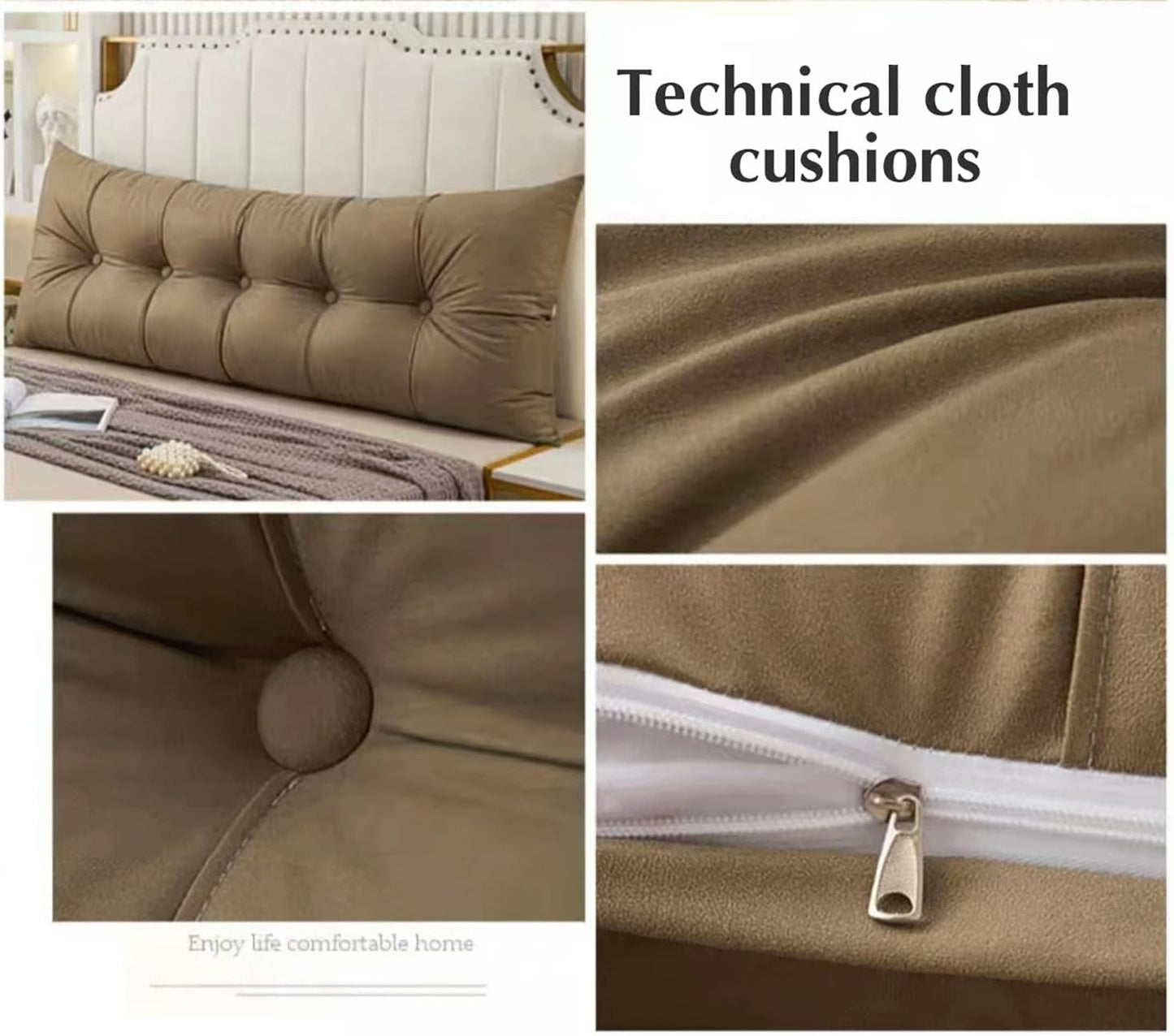 Large Ergonomics Backrest Wedge Headboard Cushion Reading Pillow Bed Back Support for Sitting Up in Bed Bolster(Size:120x55x18cm,Color:Brown)