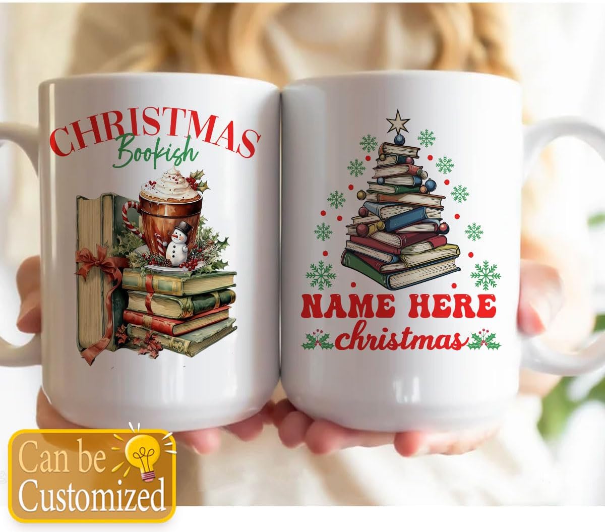 Bookish Gift Cozy Ceramic Coffee Mug 11oz for Reading Lovers Bookclub Enthusiasts Personalized Merry Christmas Present