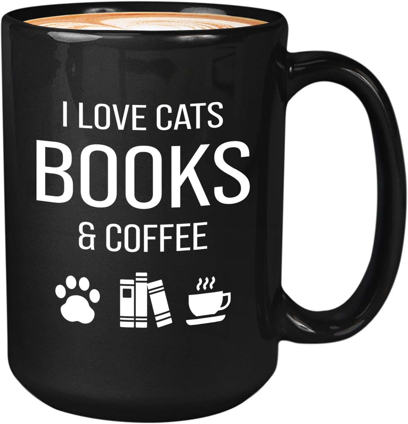 Bubble Hugs Book lovers Coffee Mug 15oz Black - Cats Books Coffee - Author Writer Library Editor Introvert Lovers Cat Chill Relax Bookworm Reading
