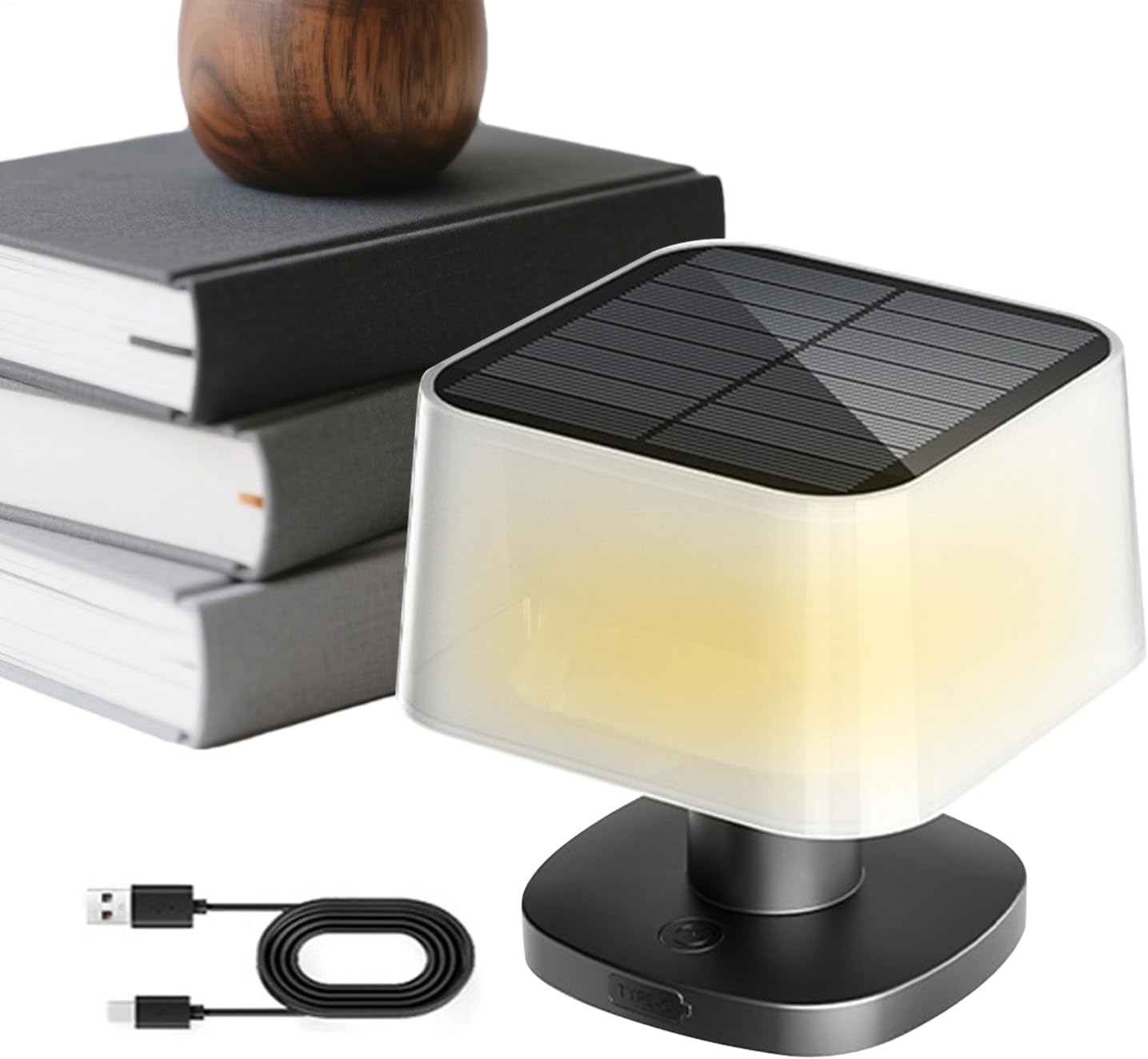 Solar Table Lamp, LED Desk Light for Illuminating, 3 Brightness Levels Rechargeable Cordless Lantern with Height Adjustable Link, Telescopic Lighting Source for Outdoor Dining, and Night Reading