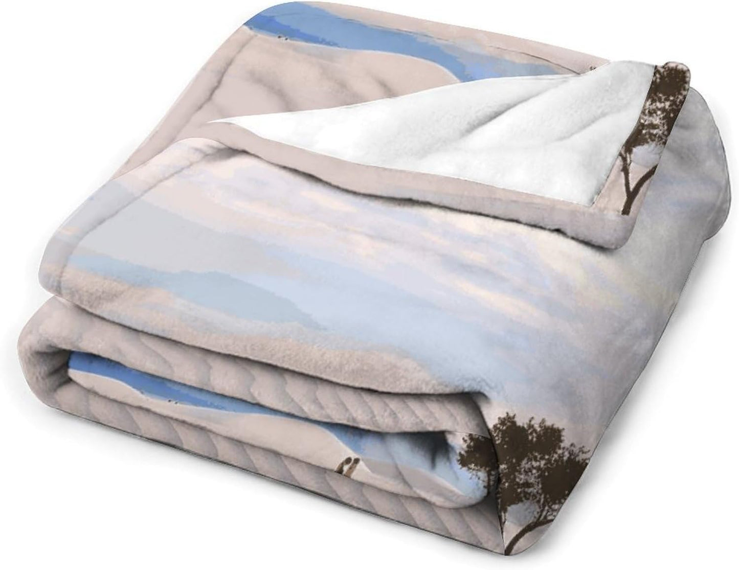 Romantic White Sand Landscape Blanket Super Soft Lightweight Throw Blanket Cute Cozy Warm Bed Blanket Decorative Fuzzy Blanket All-Season Home Decor Gift for Sofa Couch Living Room 50"*60"（130*150cm）