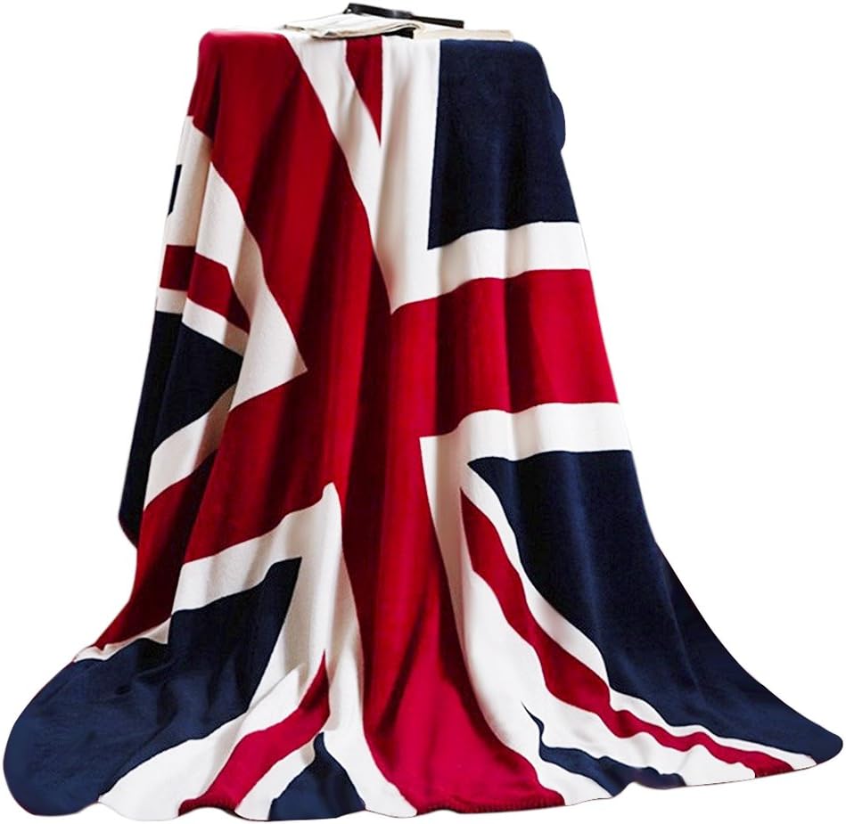 Soft Flannel Union Jack Fleece Blanket British Flag Bed Sofa Blanket Couch Cover Warm Air Conditioning Throw Comfy Throw Quilt Blanket Bedspread for Bedroom Living Rooms Oversized Travel Throw,59"x79"