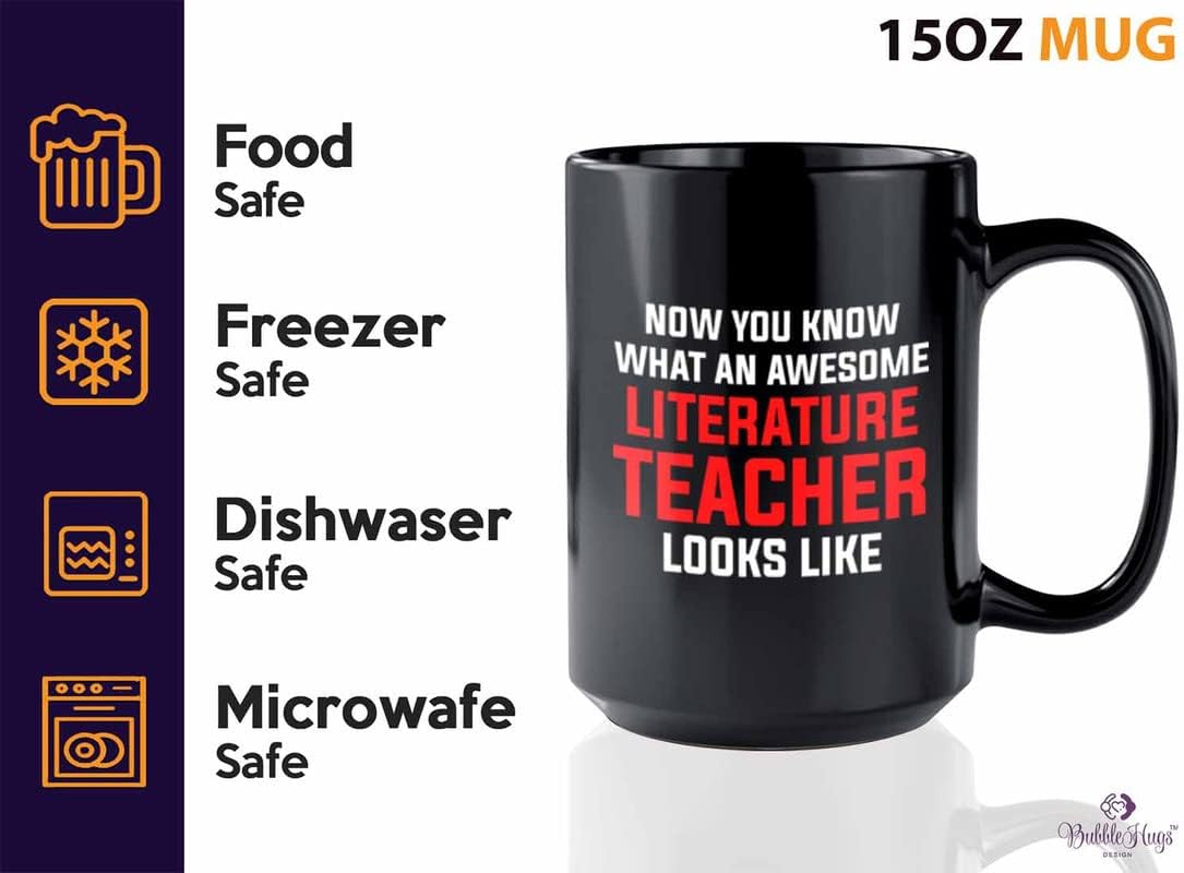Subject Teacher Coffee Mug 15oz Black - literature teacher looks - Reading Teacher English Classroom Metaphors Literal Books Lover Language Grammar