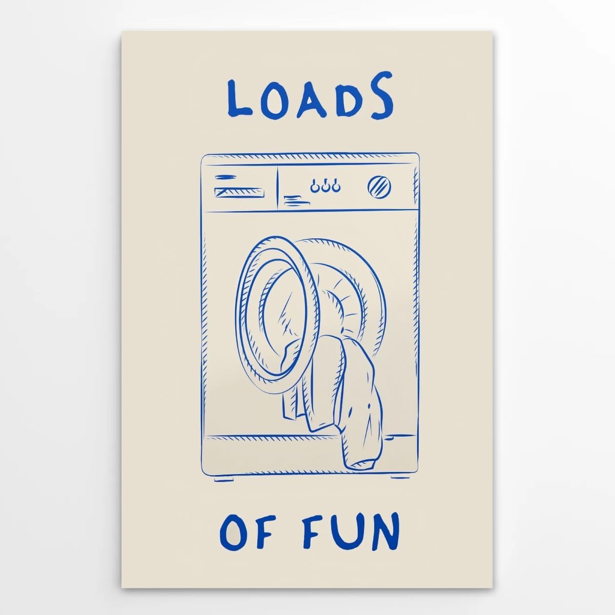 Funny Laundry Wall Art Loads Of Fun Poster Cute Quote Canvas Print Blue Minimalist Laundromat Pictures Painting Trendy Modern Home Hotel Rooms Decor 16x24inch Unframed